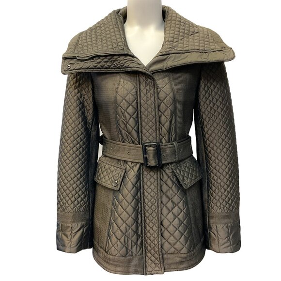 Burberry Taupe Quilted Belted Jacket - Picture 1 of 5